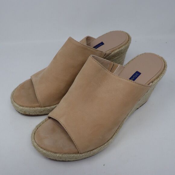 Stuart Weitzman Marabella Tan Nude Suede Espadrille Wedge Sandals Size 7.5 - Picture 2 of 6